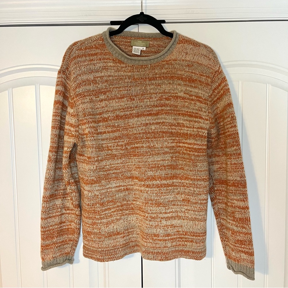 The Territory Ahead Orange and Cream Sweater
